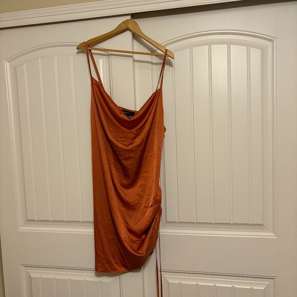 Forever 21 Woven Dress 2X Rust Orange Ruched Size Spaghetti Straps Short NWT NEW - Picture 1 of 4